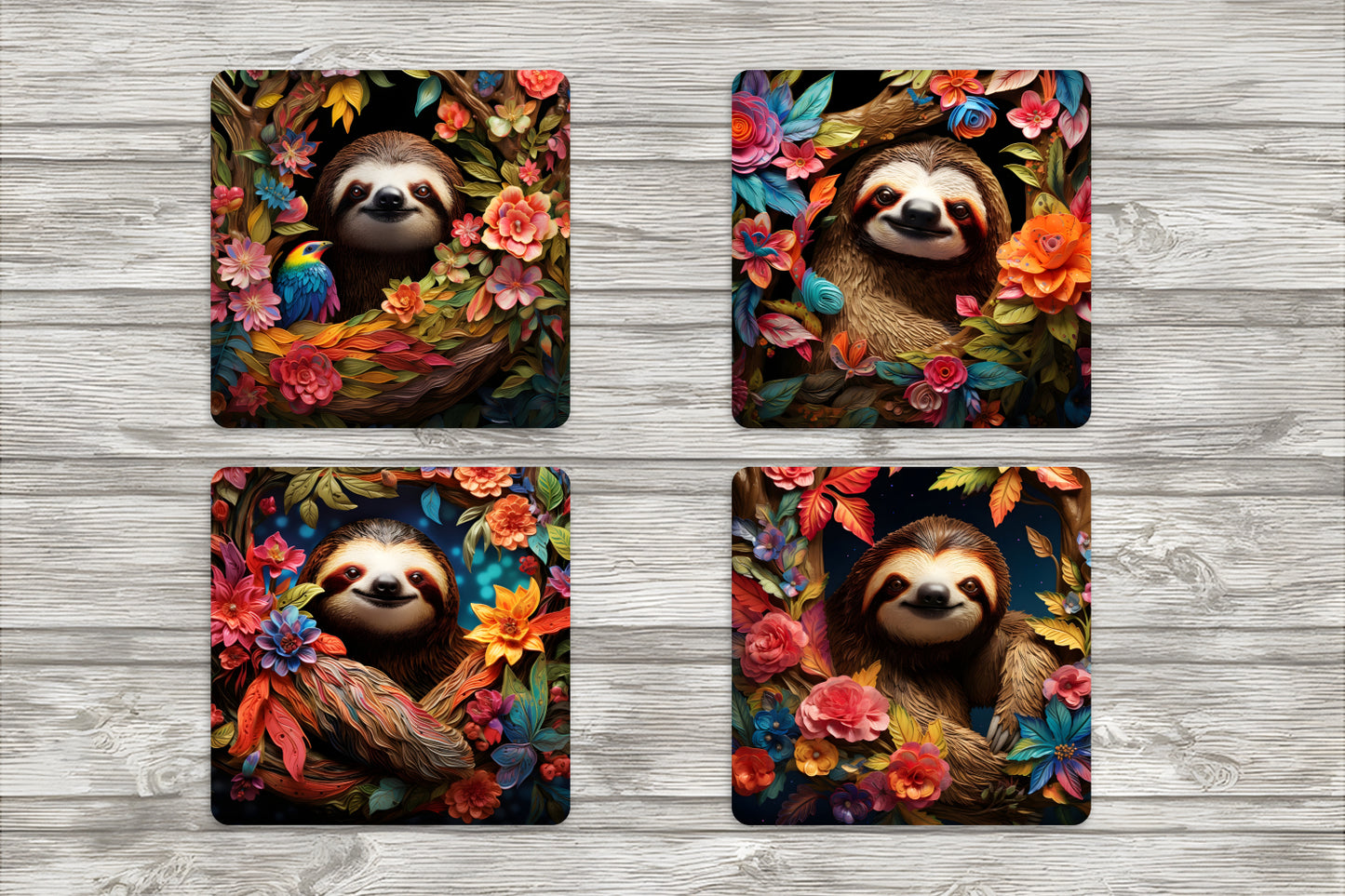 Sloth Coaster 4-Pack (Collection 3)