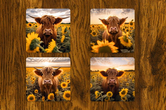 Highland Cow Coaster 4-Pack (Collection 1)